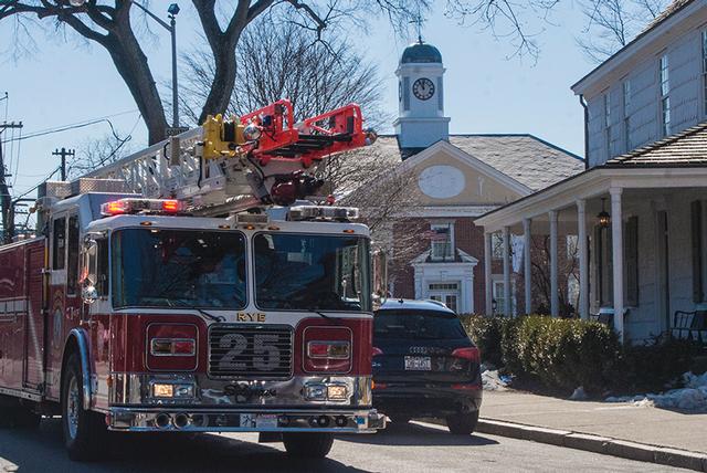 Ladder 25 Staged in front of the Square House on Purchase St before being put to work 2/18/13 Photo courtesy of RFD Firefighter Lester Millman