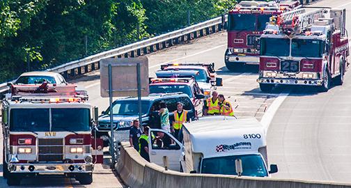 Car 2421, Engine 191, Engine 192, Ladder 25, Utility 49, Port Chester-Rye-Rye Brook EMS and NYSP on the scene of a MVA with injuries on I-95 NB at Exit 19 (Playland Parkway) 5/29/13  Photo by RFD FF Lester Millman 