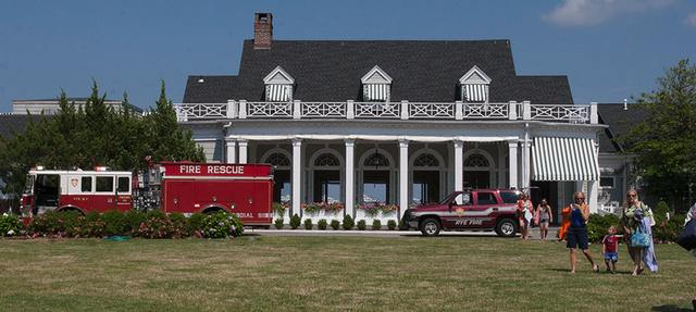Engine 191 and Car 2421 seen here in front of the Manursing Island Club investigating a fire alarm 6/29/13 Photo by RFD Firefighter Lester Millman  