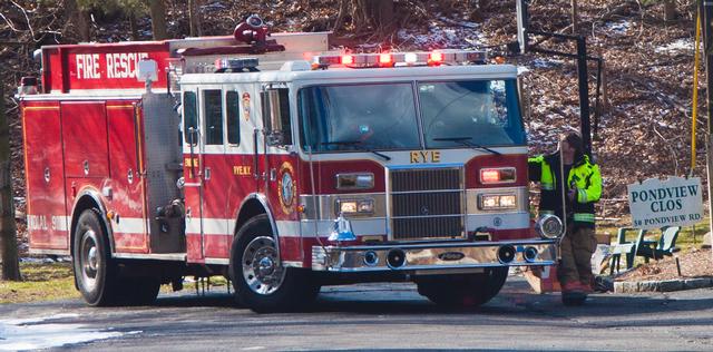 Engine 191 standing by while firefighters investigate a commercial fire alarm at Pondview Clos Complex 2/6/13 Photo courtesy of RFD Firefighter Lester Millman