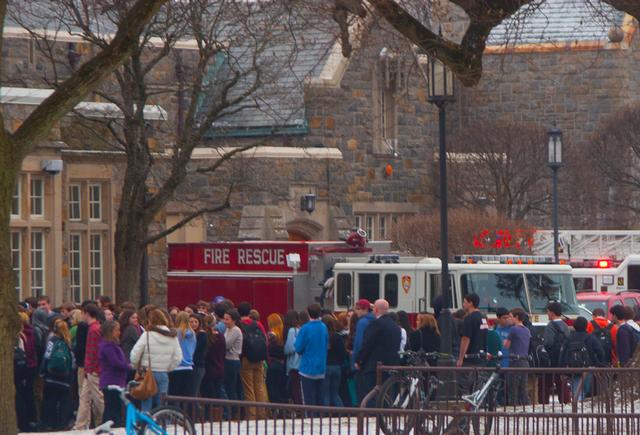 RFD investigating a commercial fire alarm at Rye High School 2/6/13 Photo courtesy of RFD Firefighter Lester Millman