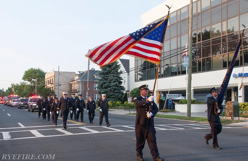 Rye Firefighters march in the Annual Mamaroneck Firemans Parade and Carnival.  Photo by RFD FF Lester Millman