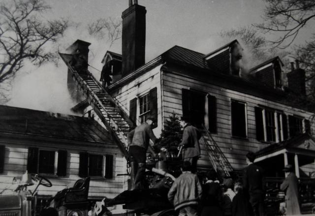 The Hix House in what is now Hix Park neighborhood. 1929 Seagrave Ladder operating around 1929
