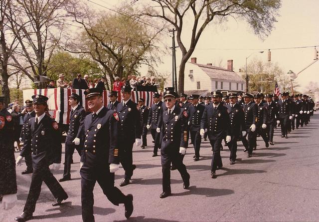Rye FD Firefighters Marching up Purchase St