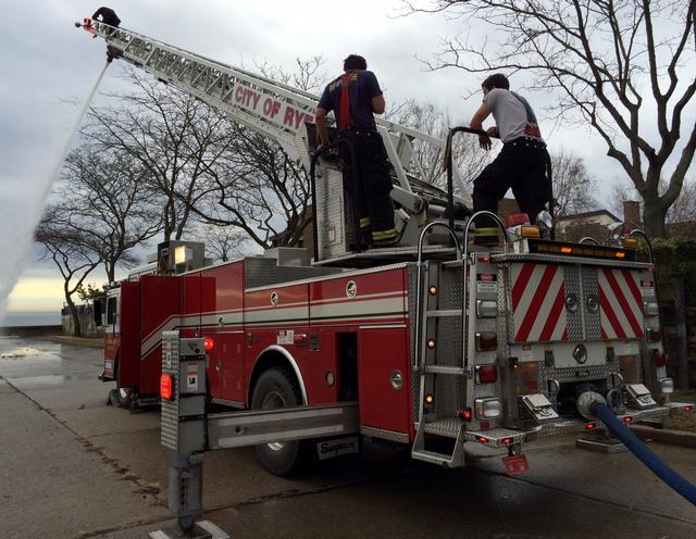 Rye FD firefighters took advantage of the unseasonably warm temps and did some various types of training 12/22/13