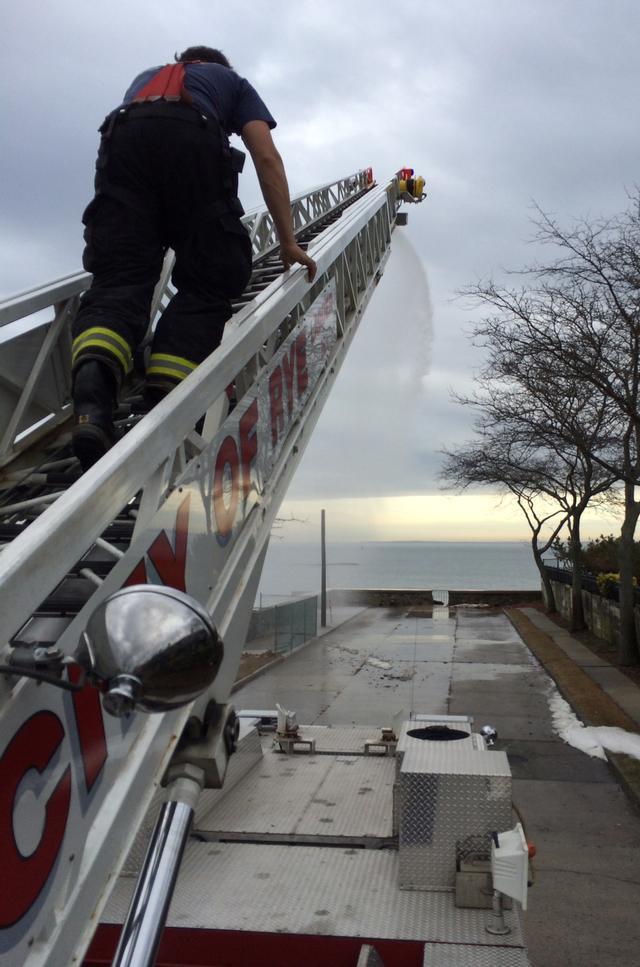 Rye FD firefighters took advantage of the unseasonably warm temps and did some various types of training 12/22/13