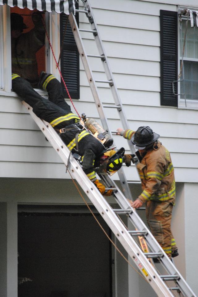 Rye Firefighters practice ladder bailouts with Top Rung Training Associates 5/22/2011