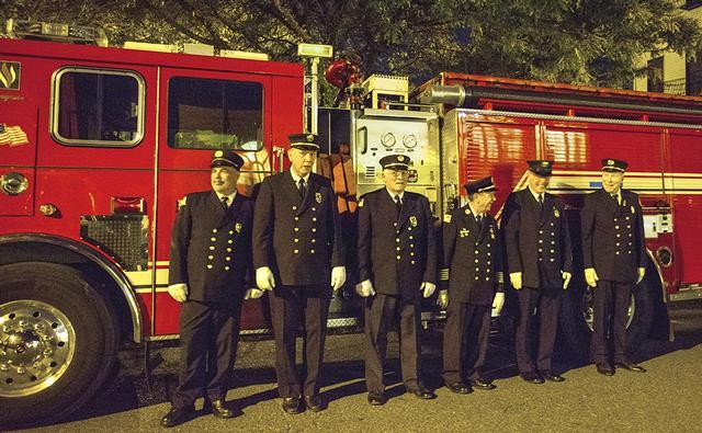 Some members of the Milton Point Engine and Hose Company pose in front of Engine 192 at RFD's Annual Inspection 10/3/13 Photo by RFD FF Lester Millman