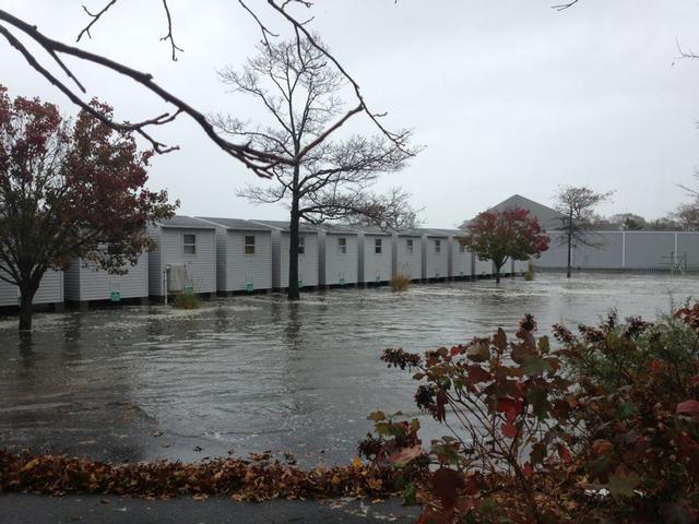 Shenorock Shore Club on Milton Point 10 Hours before the storm made landfall.  First high tide of the storm.